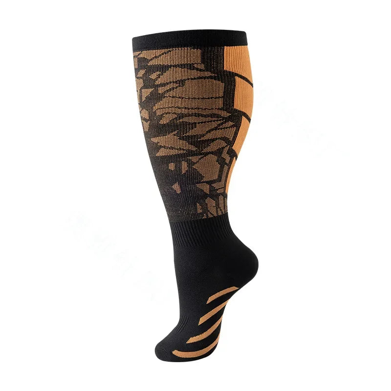 Plus Size Compression Socks for Women Men 20-30 MmHg Wide Calf Extra Large Knee High Flight Sock for Circulation Support 2XL-4XL