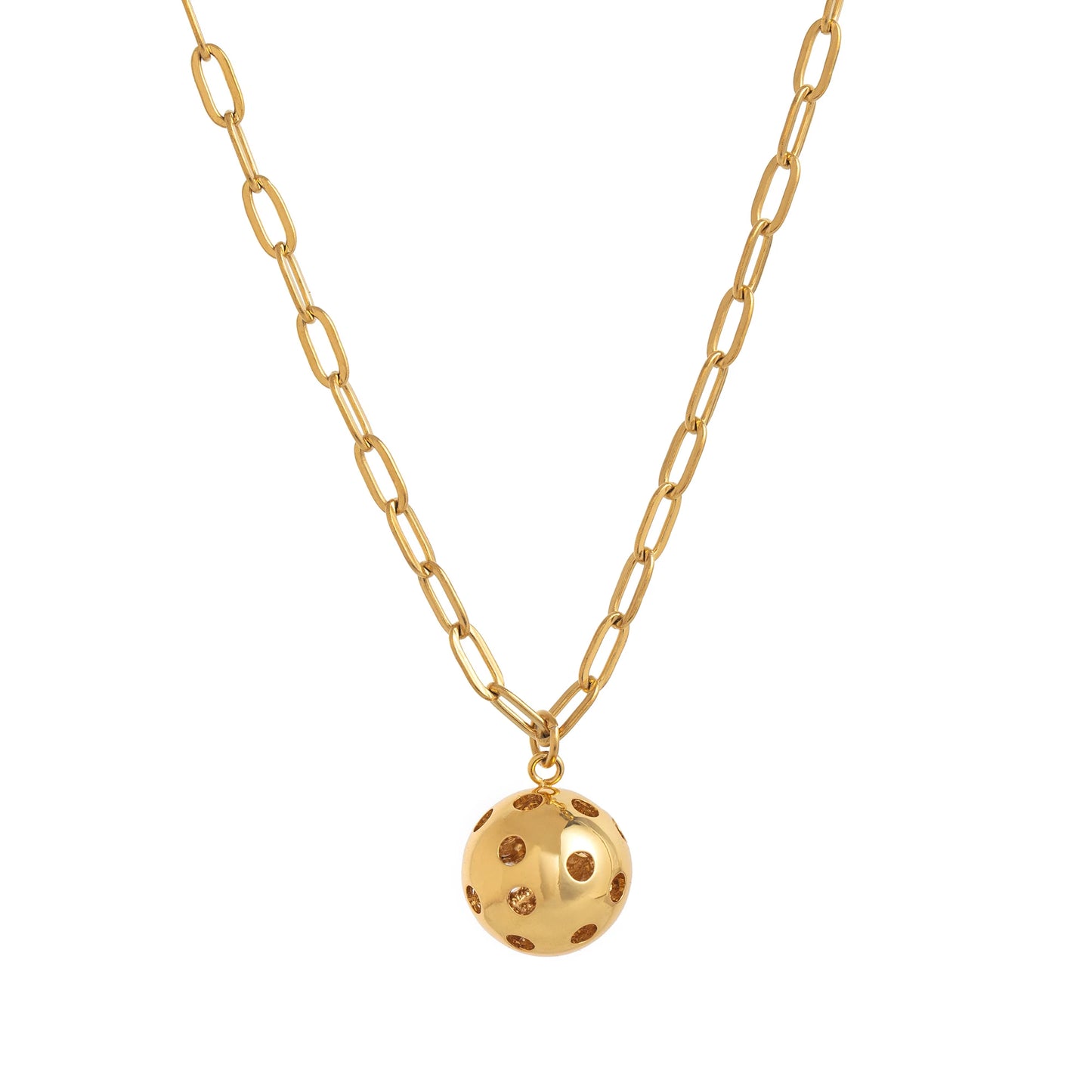 Stainless steel fashionable ball chain, fresh, sweet, trendy sports necklace pendant, gold-plated and color preserving