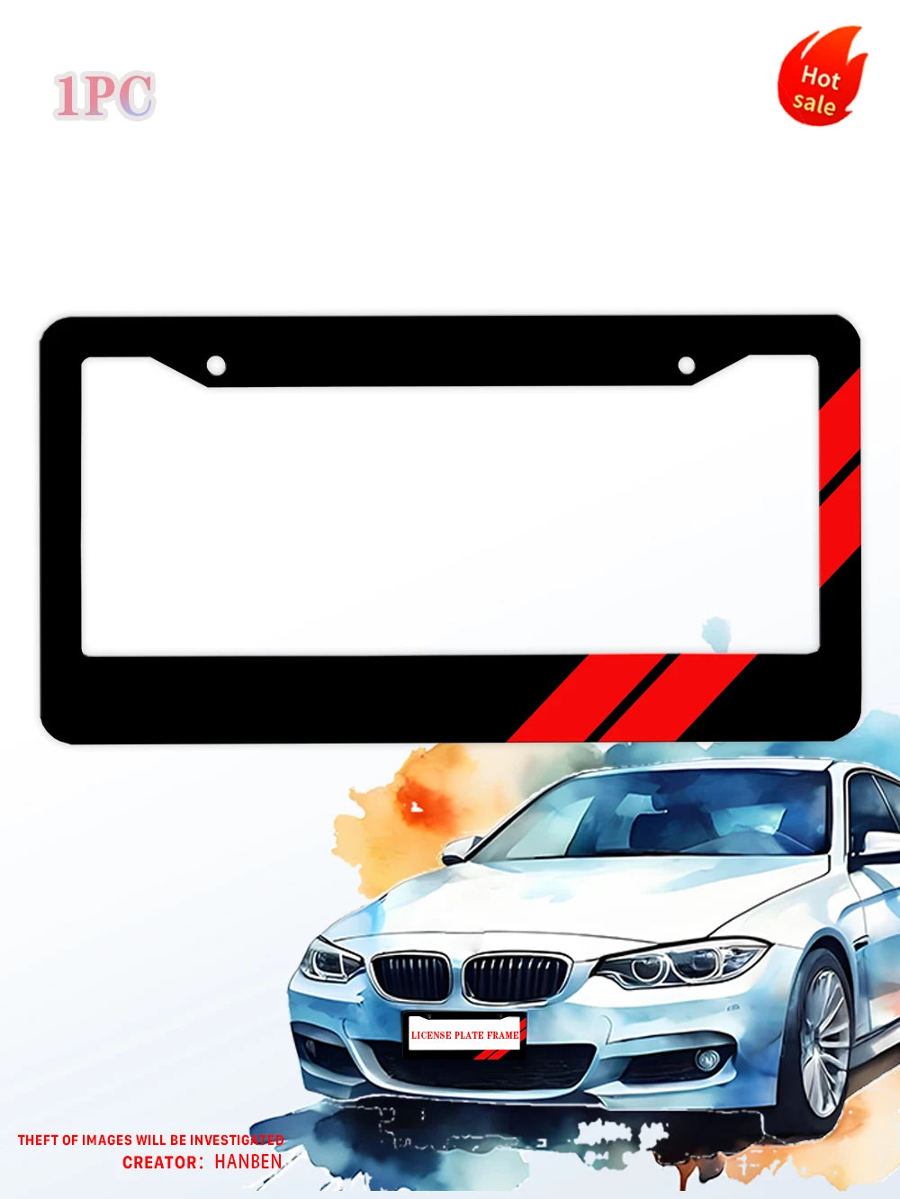 Red two bar diagonal license plate holder, Dodge black matte aluminum license plate holder, suitable for American vehicles