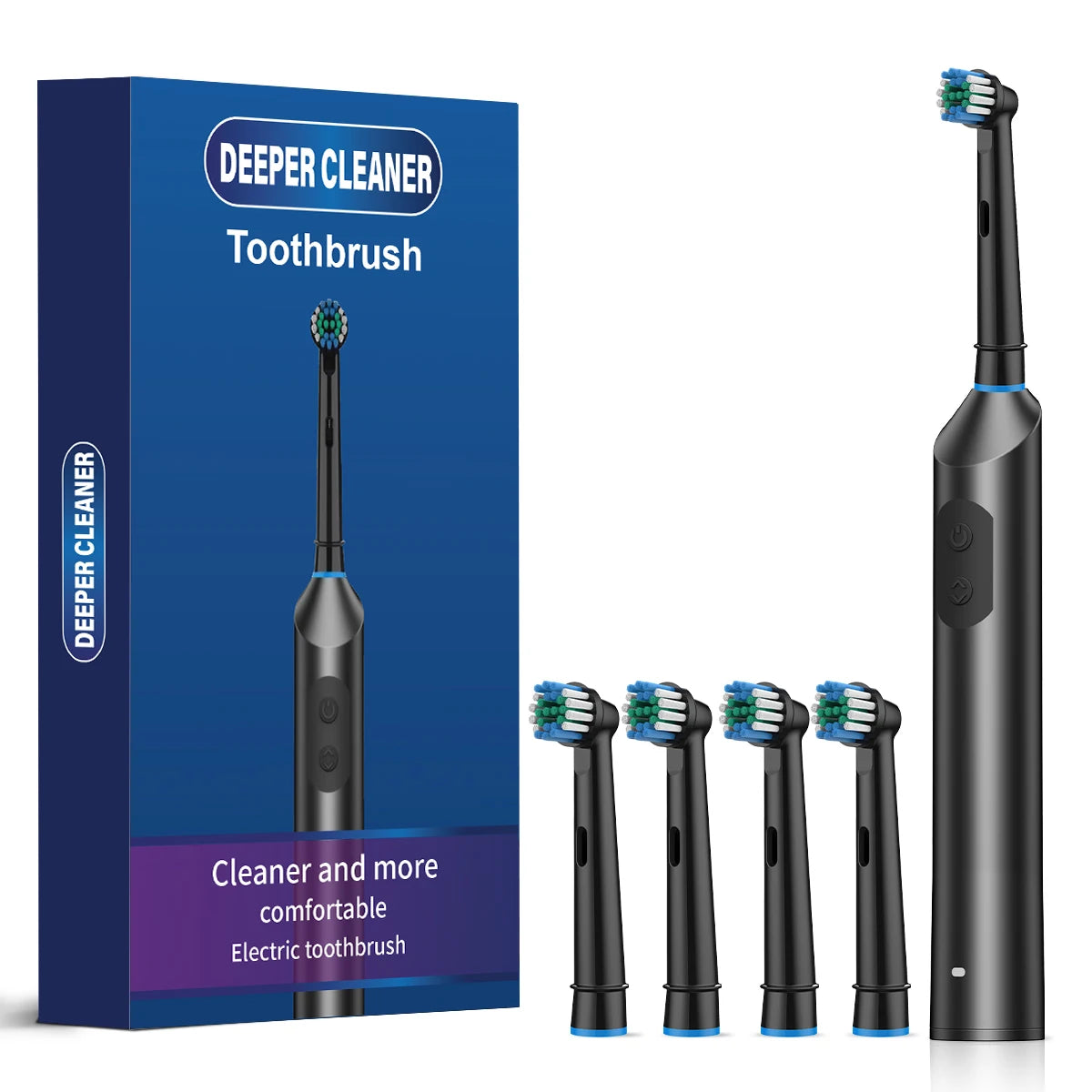 Nwe Rotating Electric Toothbrush, 5 Modes USB Rechargeable Rotary Electric Toothbrush with Timer, Travel Case and 4 Brush Heads