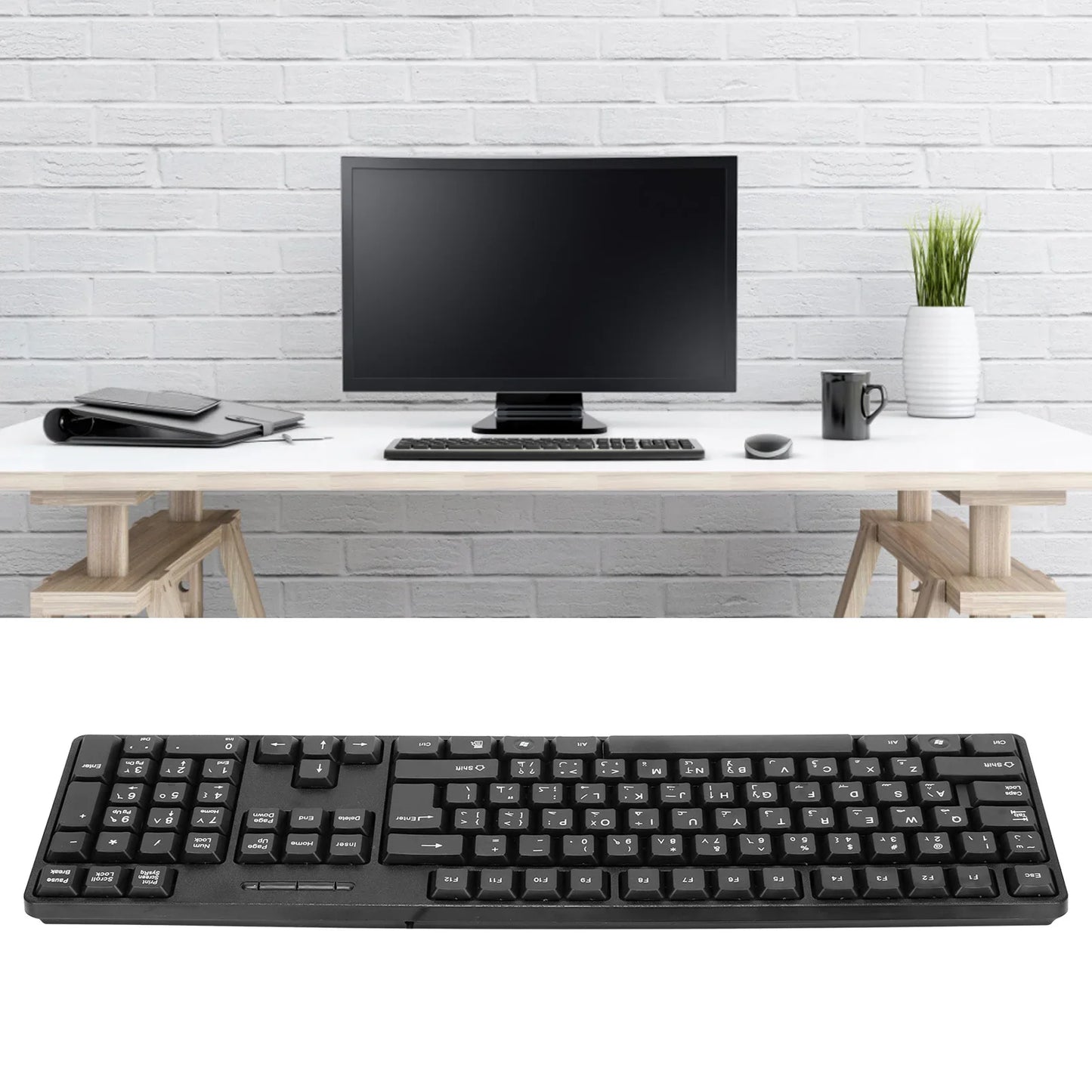 Computer Keyboards Ergonomic Design Durable USB Wired Arabic English Mechanical Keyboard for PC Laptops