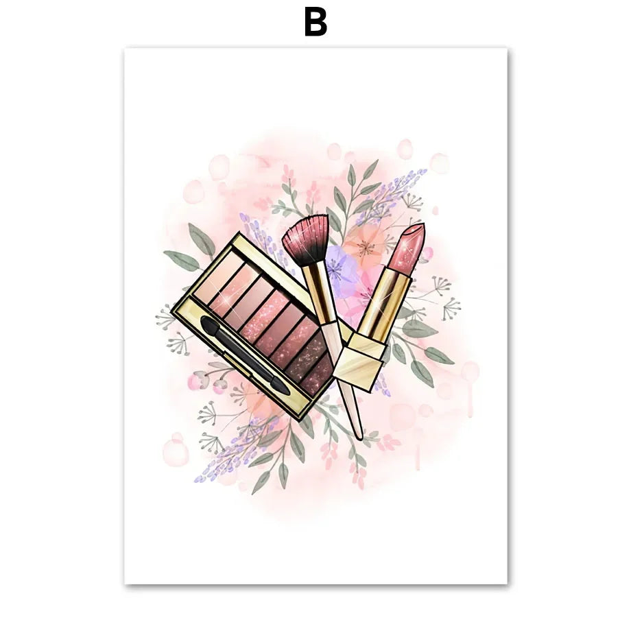 Makeup Beauty Nails Wall Art Print Eyebrow Lips Lipstick Lashes Canvas Painting Nordic Poster Bar Fashion Party Room Home Decor