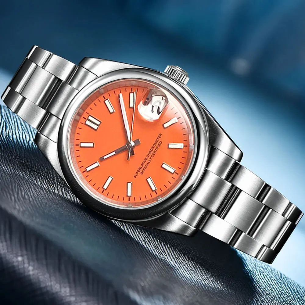 Tandorio New Round Sapphire Glass 200m Waterproof Black Sunbrust Dial Japan NH35A Automatic Mechanical Movement Men's Watch