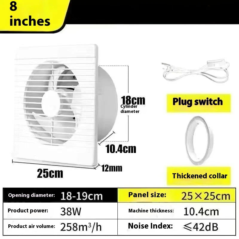 220V 4 inch 6 inch 8inch Hanging Wall White Ventilador Small Ventilator Extractor Exhaust Fans Toilet Bathroom Kitchen Fan
