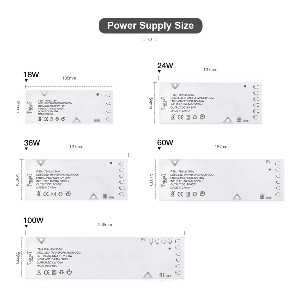 DC12V LED Lighting Transformer With Dimmable Touch/Hand Sweep Motion Sensor Switch Power Supply LED Driver 4-10 Dupont Ports