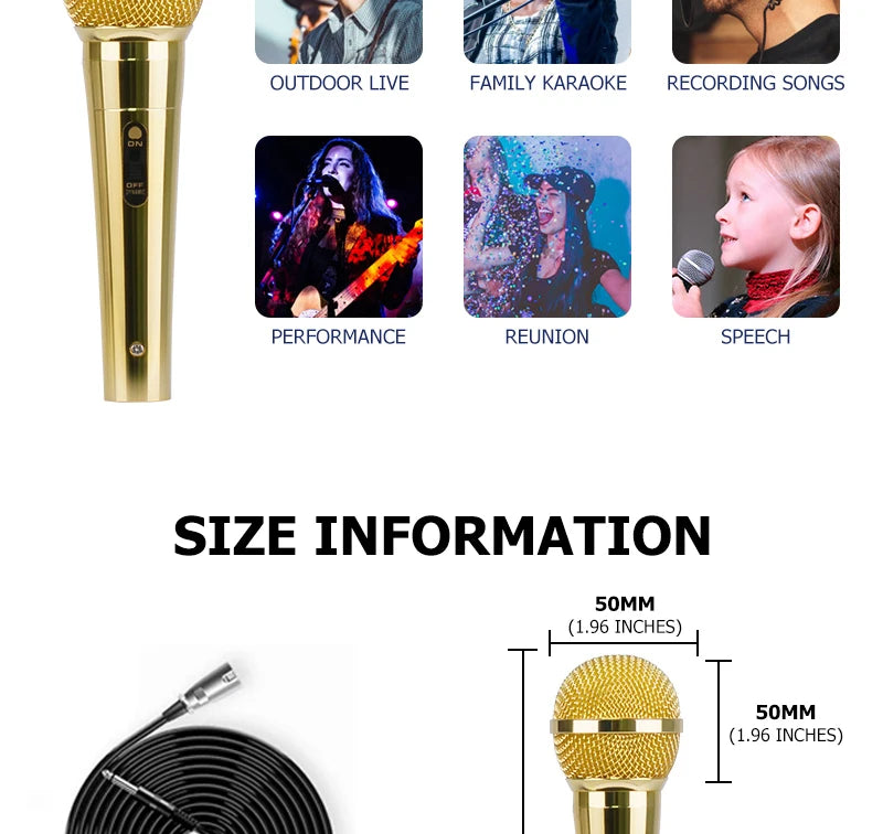 Karaoke Microphone Handheld Professional Wired Dynamic Microphone Clear Voice Mic for Karaoke Part Vocal Music Performance
