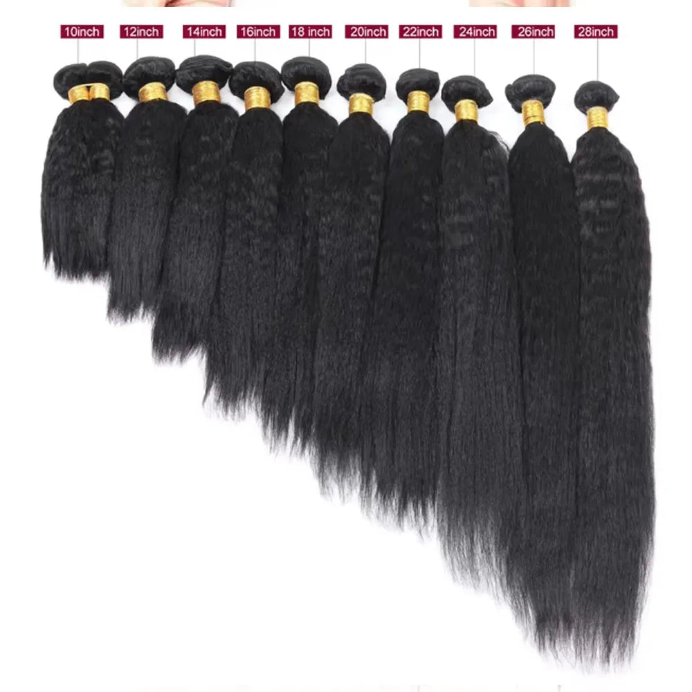 30 Inch Raw Hair Bundles Kinky Straight 3 4 Bundles 100% Human Hair Sew In Bundles Brazilian Virgin Remy Yaki Straight Bundles