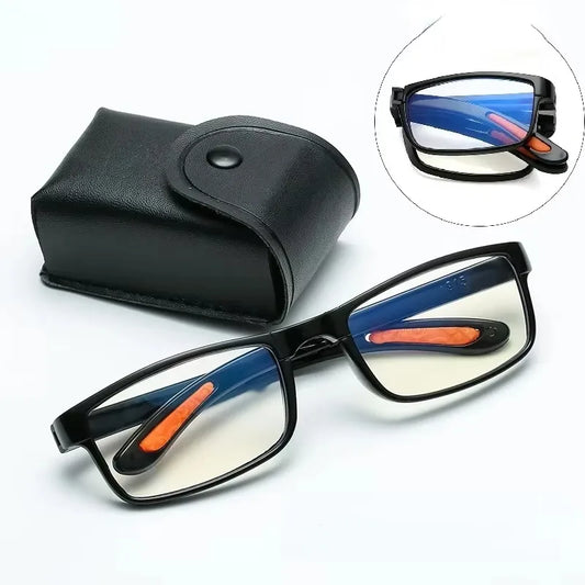 Portable Glasses Men Women Folding Reading Glasses with Case Anti Blue Light Eyeglasses Presbyopia Retro Unisex Pocket Glasses