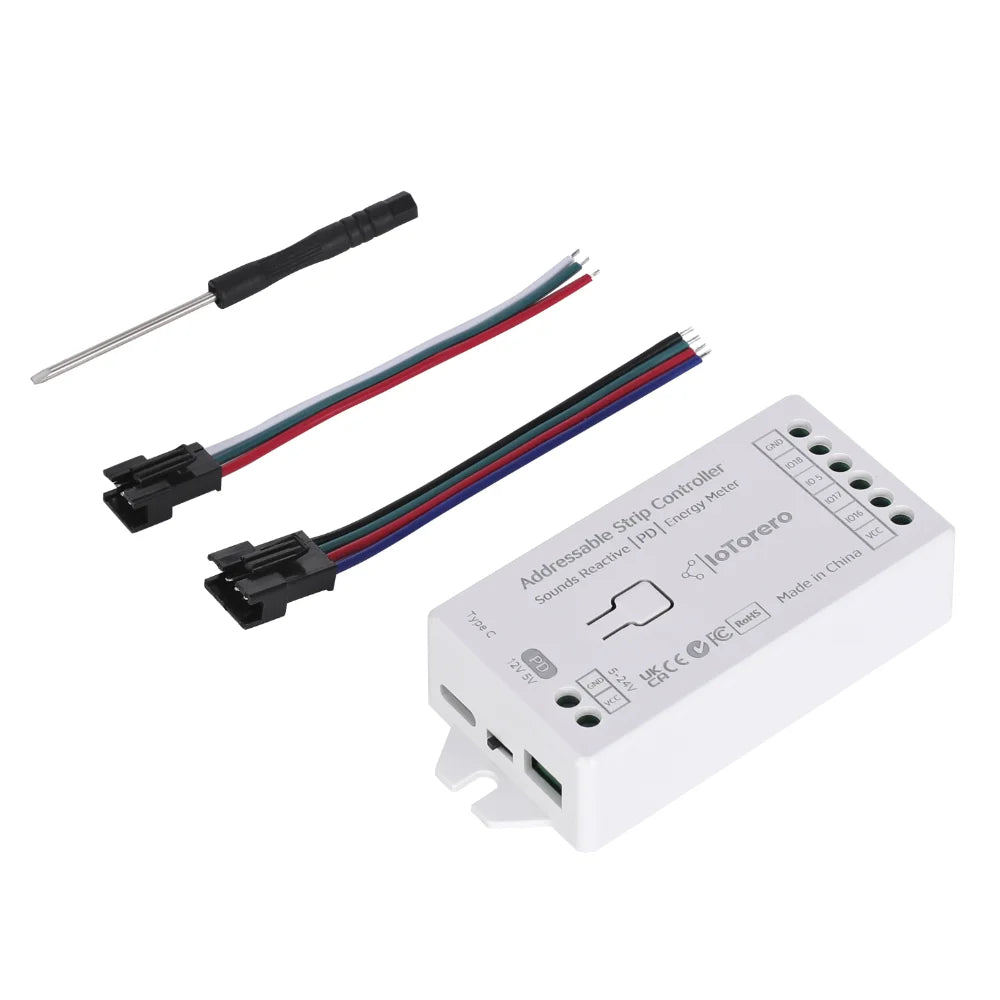 IoTorero WLED Type-C PD Energy Meter Addressable Sounds Reactive Strip Controller WS2811 WS2812B WS2814 WS2815 etc