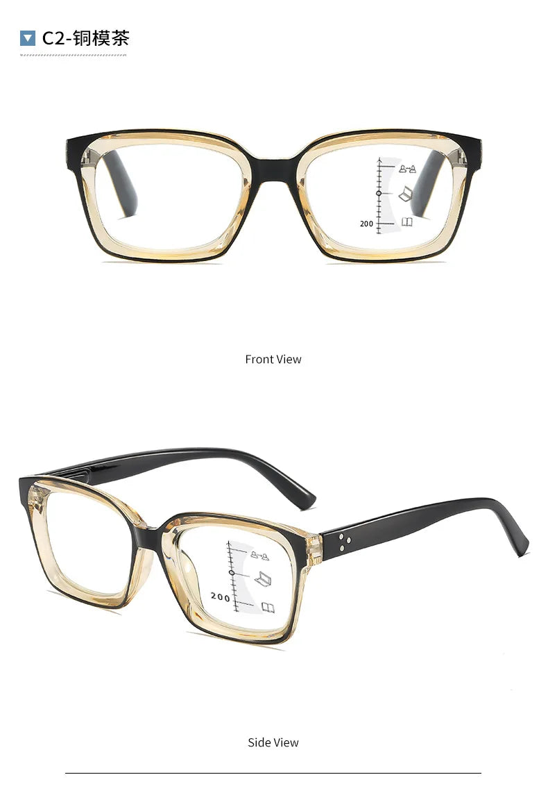 Fashionable Far and Near Dual-use Multifocal Reading Glasses New Anti Blue Light High-definition Eye Protection Glasses