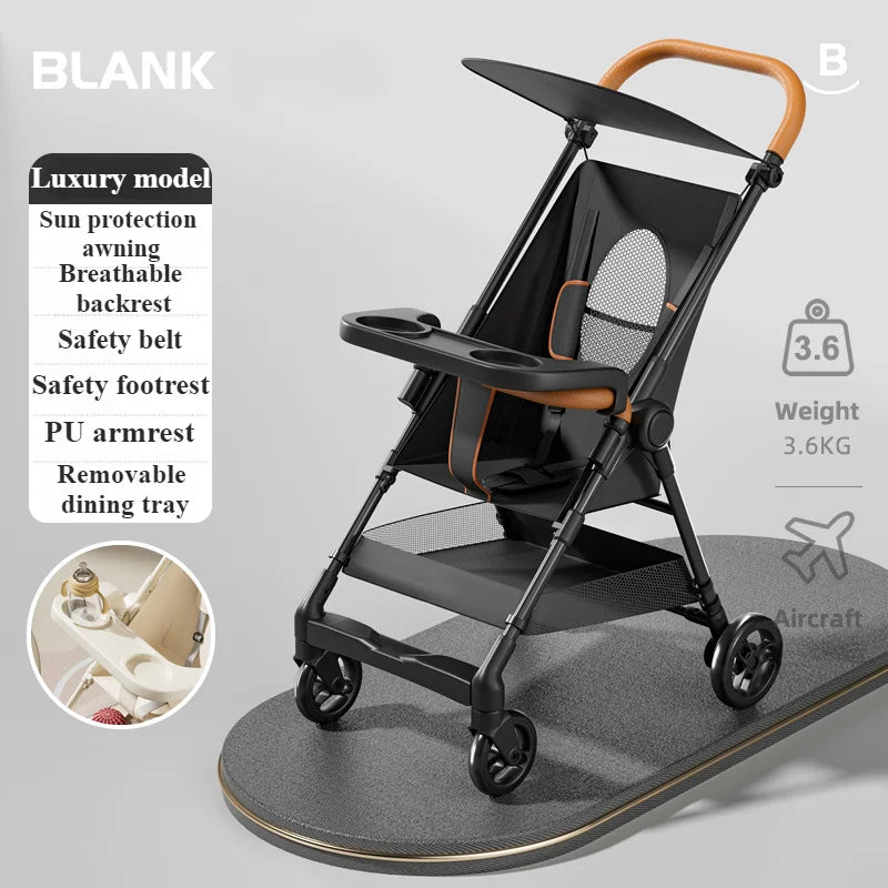 Lightweight Baby Stroller Compact Travel Stroller for Baby Toddler Easy Fold with Cup Holder Plate Canopy for Airplane Outdoor