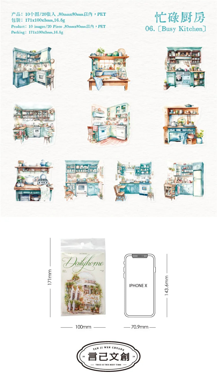 20pcs/lot Kawaii Stationery Stickers everyday household chores sticker pack DIY Craft Scrapbooking Album Junk Journal