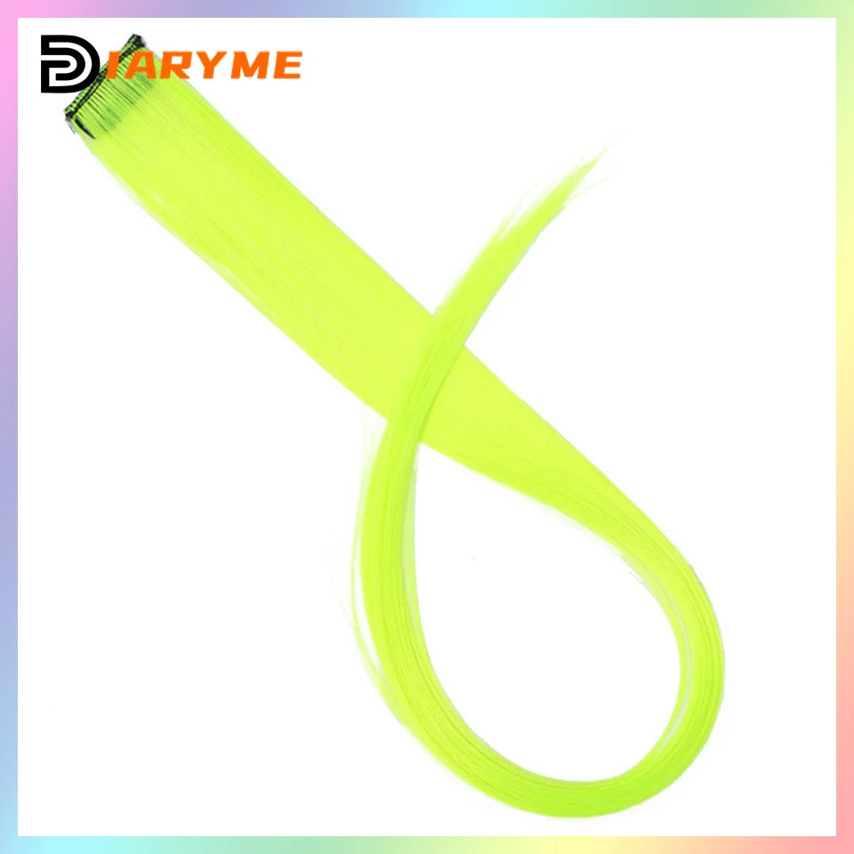 Colorful Hair Extensions Curly One Clip in Synthetic Long Hairpiece For Girls Women Kid Multi-colors Party Highlights Wig Piece