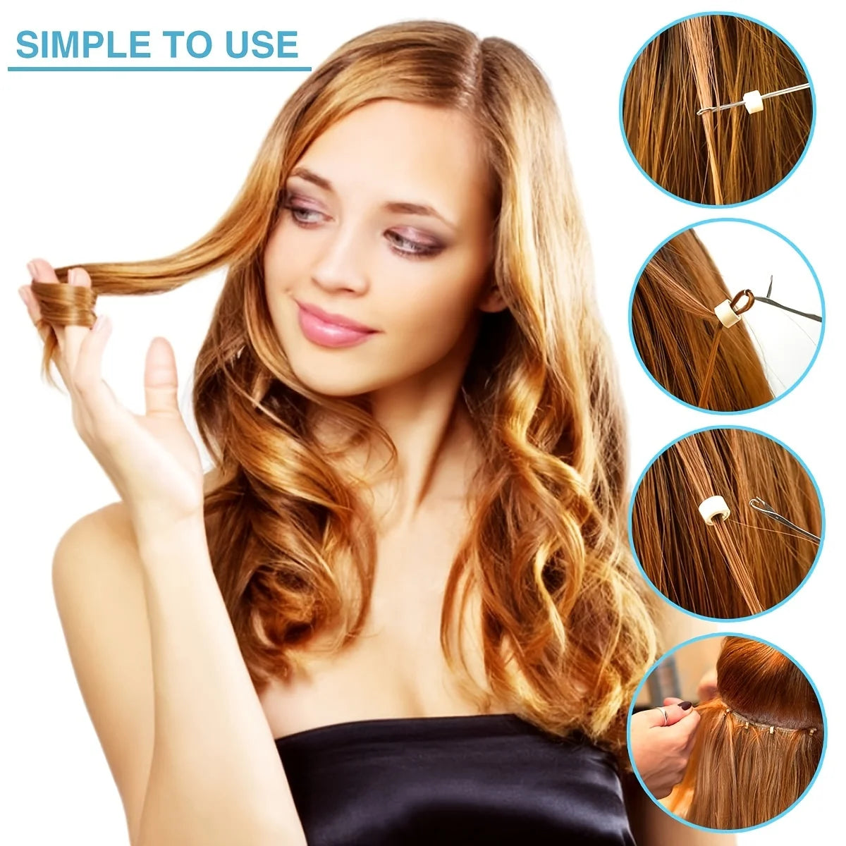 3-in-1 Hair Extension Tools  Includes Knitting Needles and Holder for Beads Dreadlock Wig Hair Extensions Lace Wig Making