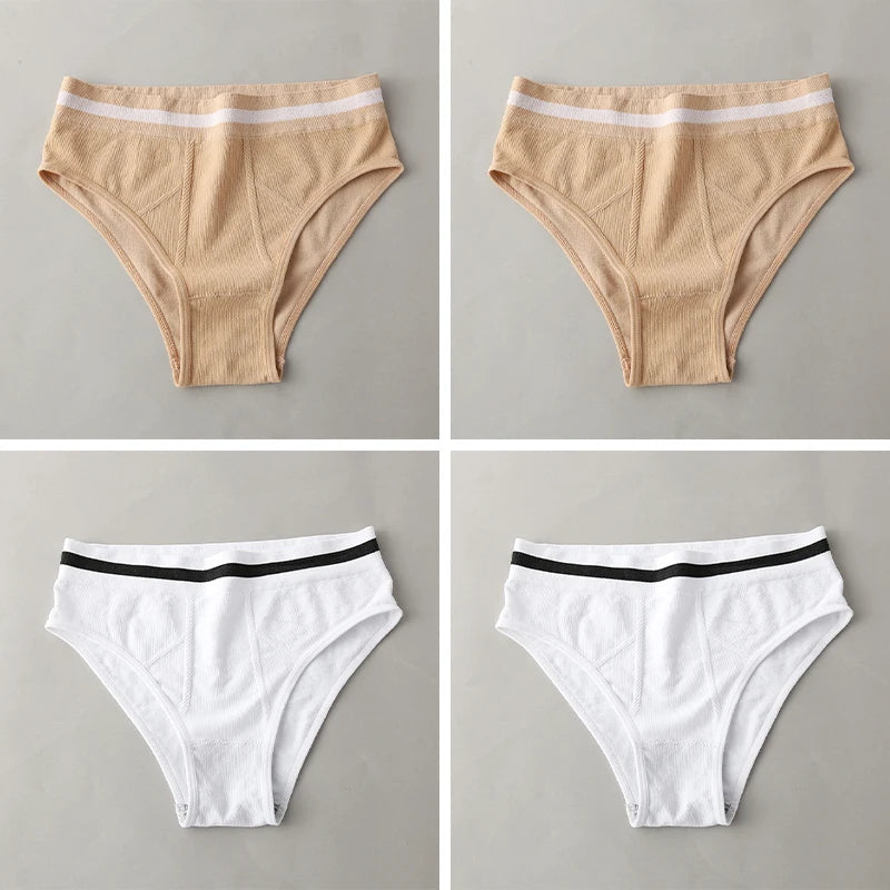 S-3XL 3-5Pcs Women Sport Briefs High Waist Panties Comfort Solid Color Underwear Sexy Underpants Intimate Lingerie Soft Briefs