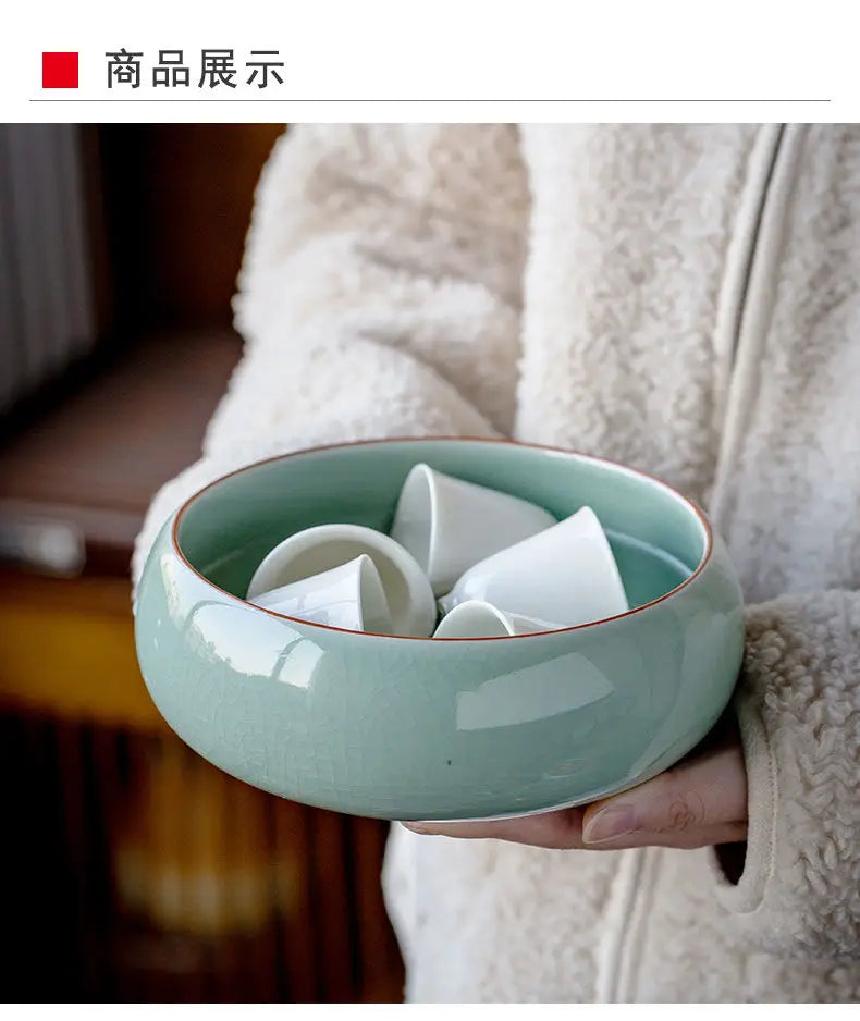 Ceramic Extra Large Purple Sand Zen Tea Wash Pen Set Accessories Hydroponic Bowl Lotus Pot Copper Money Grass Special Flower