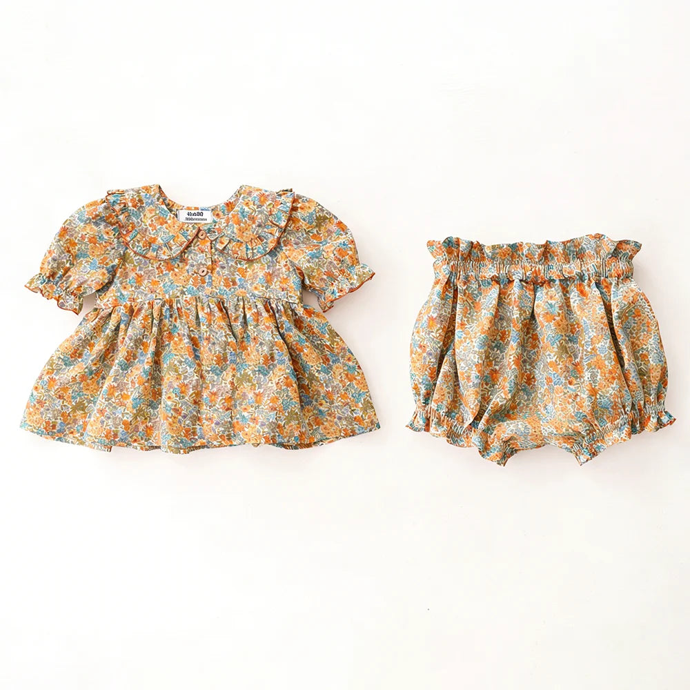 2Pcs Baby Girl Clothing Sets Summer Cotton Infant Baby Girl Outfits Blouse + Bottom Toddler Girl Clothes