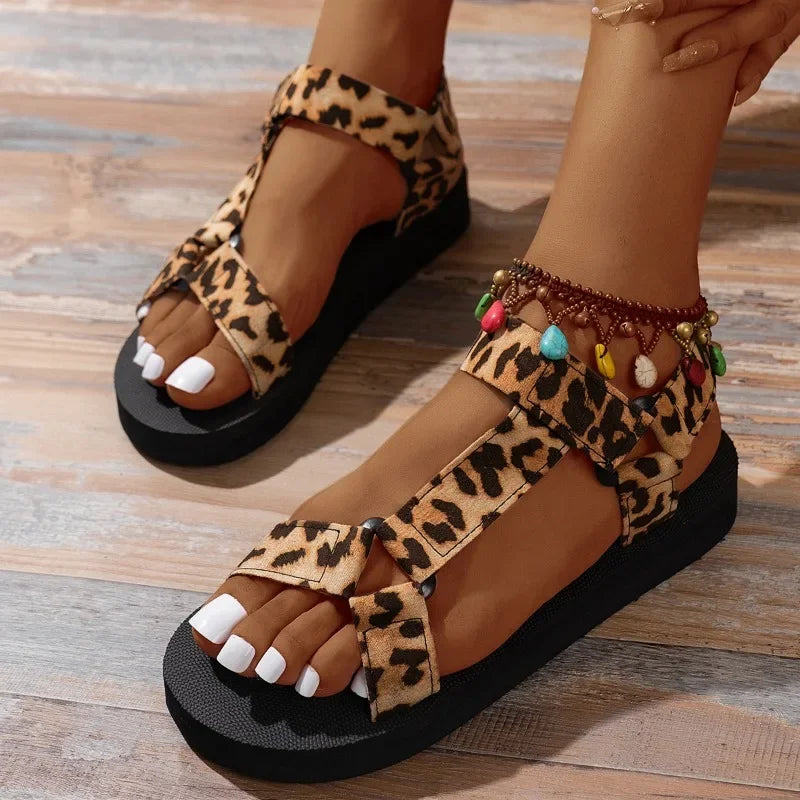 Ladies Shoes 2025 Fashion Open Toe Women's Sandals New Color Matching Casual Summer Plus Size Non-Slip Comfortable Flat Sandals