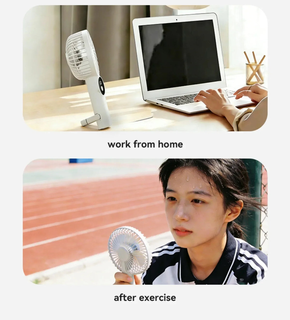 5 Levels Air Cooling Fan with Buckle Portable Handheld Fan LED Screen Outdoor for Home Office Outdoor USB-C Rechargeable Fans