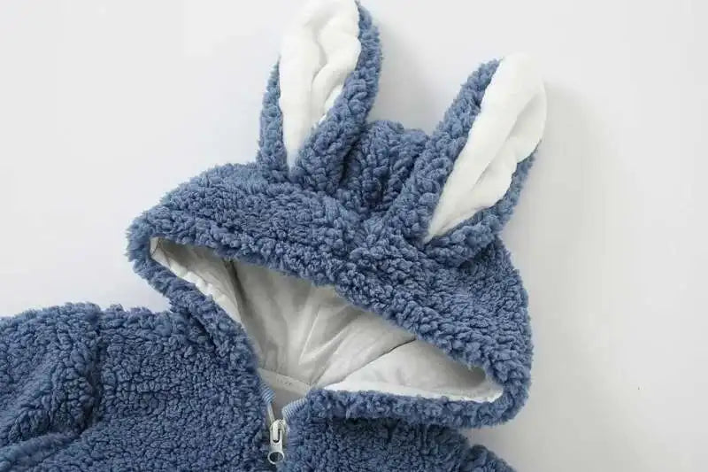 Newborn Baby Winter Warm Romper Girl Overall Polar Fleece Clothes Boys Jumpsuit Costume Infant Rabbit Pajamas Jacket 3-12 Month