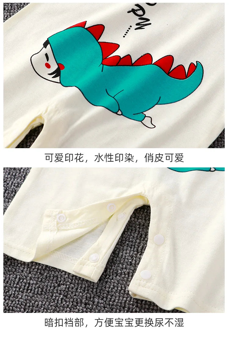 Breathable Cotton Baby Cartoon Jumpsuits, Short Sleeve Bodysuit for Newborn Infant Boys Girls Rompers of Crawling Clothes