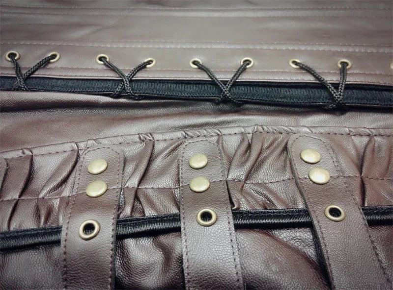 Steampunk Corsets And Bustiers Halter Plus Size Corset Pu Leather Gothic Punk Corselet Zipper Basque Sexy Korsett