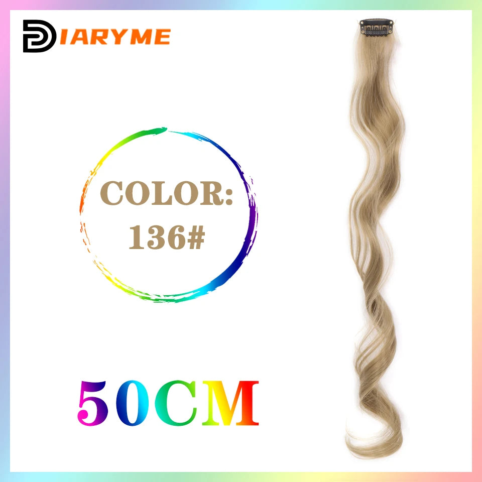 Colorful Hair Extensions Curly One Clip in Synthetic Long Hairpiece For Girls Women Kid Multi-colors Party Highlights Wig Piece
