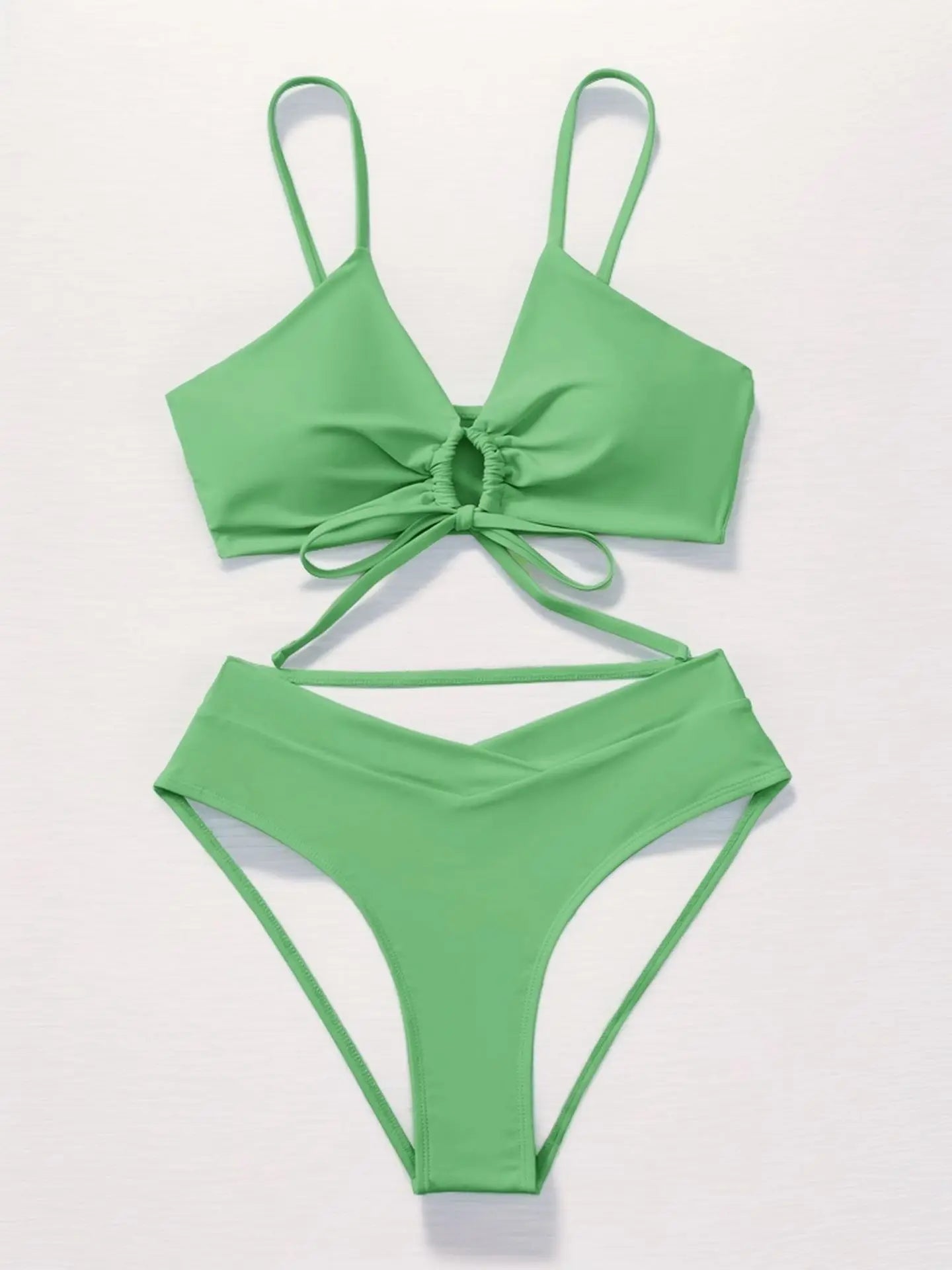 Sexy Bikini Set Women Adjustable Lace Up Solid Color Two Piece Swimsuit 2026 Summer Beach Bathing Suit Fashion New Beachwear