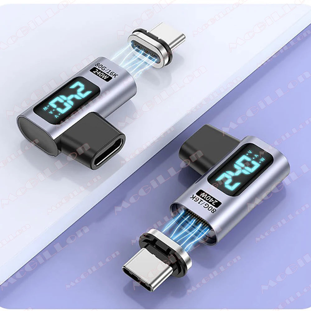 USB4.0 80Gbps 240W Thunderbolt 5 Magnetic Adapter Type C To USB C Fast Charge Magnet Converter Cable 16K@60Hz 5A Type C Adapter