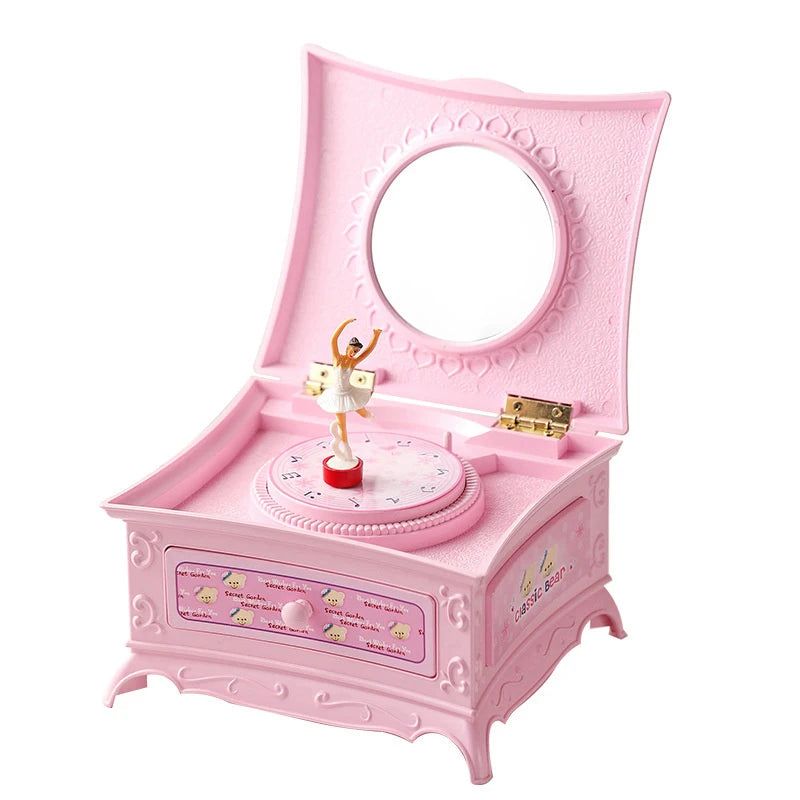 Classical Rotating Dancer Ballerina Piano Music Box Jewelry Organizer Ballerina Wind-Up Music Box Storage Organizer With Mirror