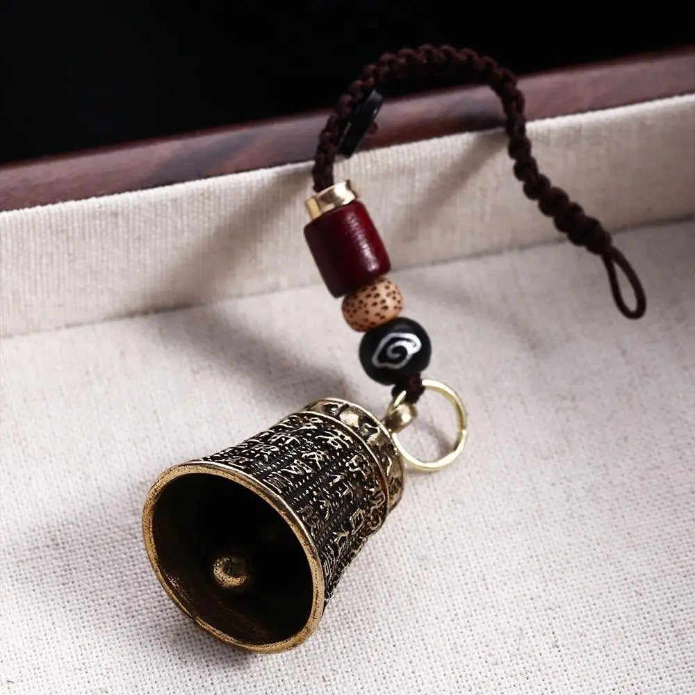 Interior Accessories Tibetan Buddhism Lucky Rope Brass bell Scripture Sutra Key Rings Car Key Chain Keyfob Car Key Chain