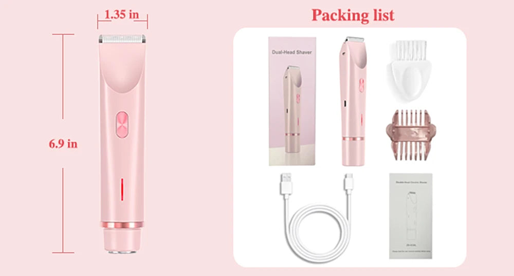 Electric Shaver for Woman Bikini Trimmer for Women Dual Head Electric Razor Waterproof Painless Bikini Shaver Pubic Hair Trimmer