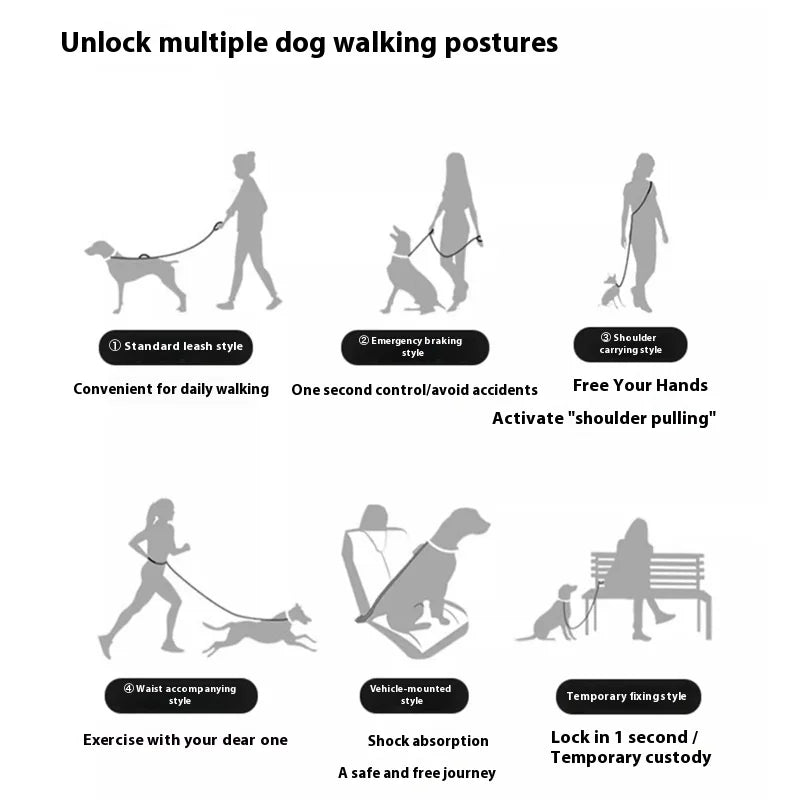 2025 NEW Cat Dog Hands-Free Leash Outdoor Sports Running Reflective Elastic Dog Walking Leash Chain Adjustable Pet Supplies