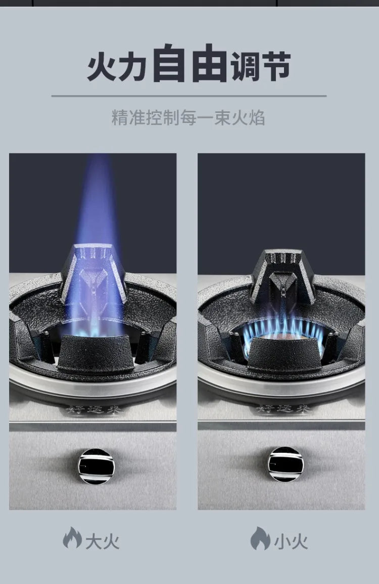 Single Double Burner Stainless Steel Gas Stove High Pressure LPG Commercial Home Cooking IAA