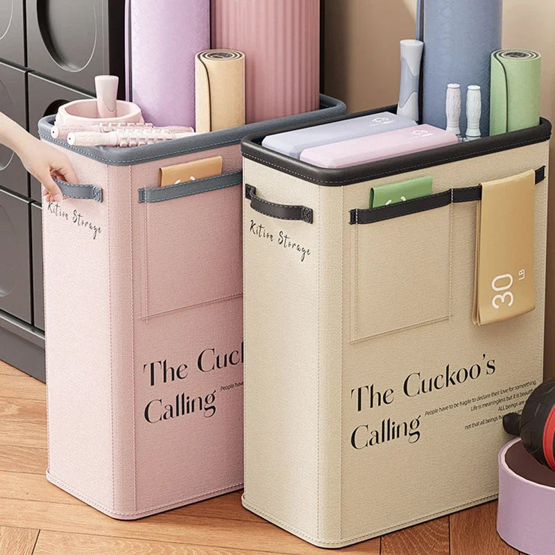 Foldable Fabric Storage Basket Yoga Storage Box Sundries Yoga Mat Organizing Home Sports Equipment Storage