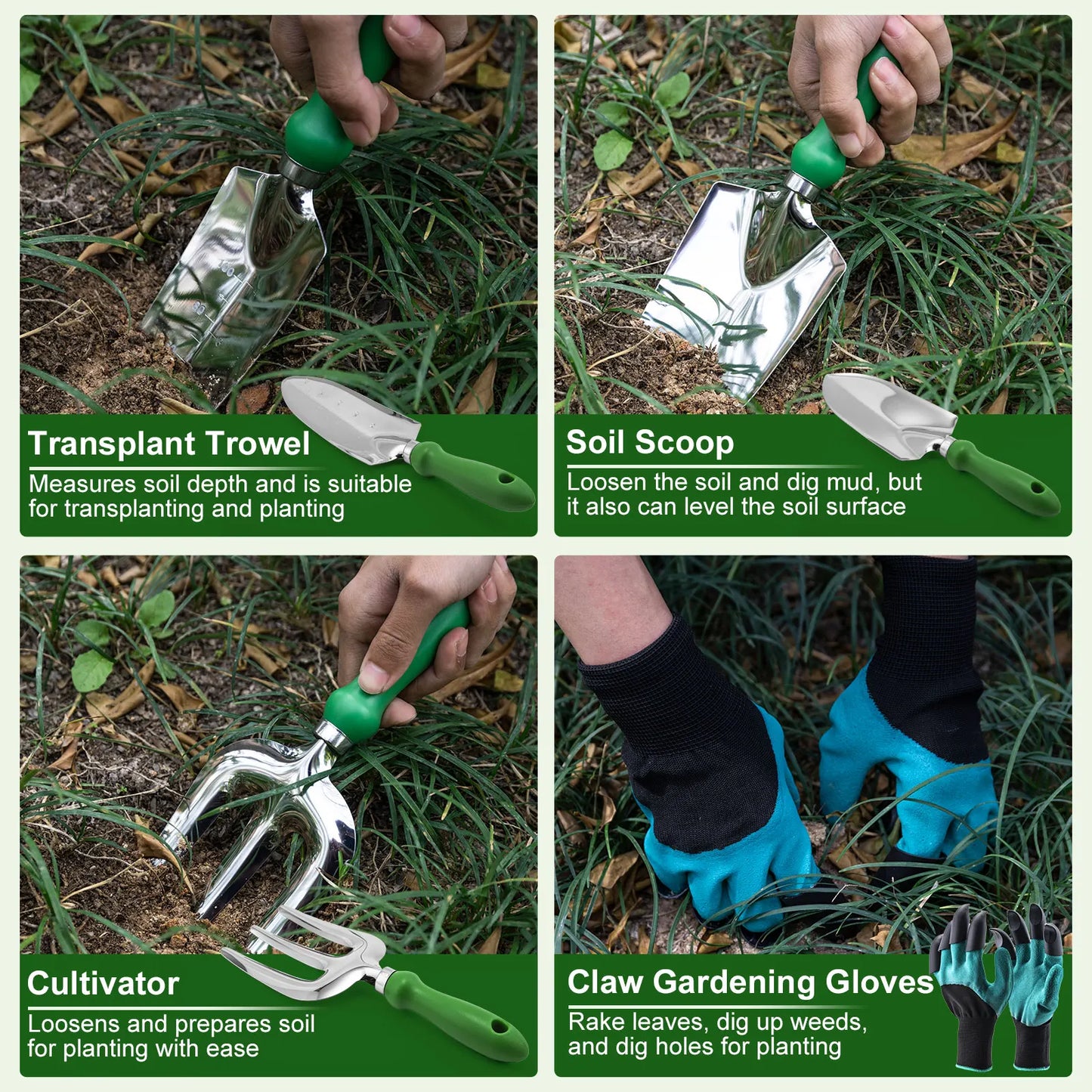 Gardening Tools Set Including Garden Shear  Claw Gardening Gloves Cultivator Transplant Trowel Soil Scoop Outdoor Planting Tools