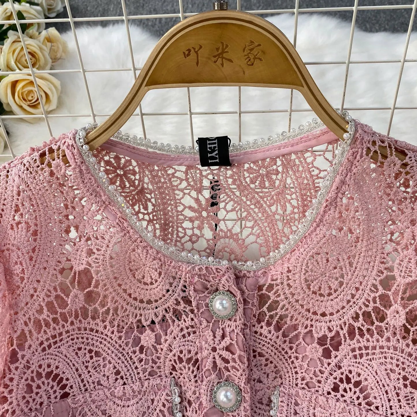 Women Two Piece Sets Skirt Set Embroidery Lace Hollow Out Half Sleeve Shirt Long Skirts A Line High Waist Elegant Work Spring