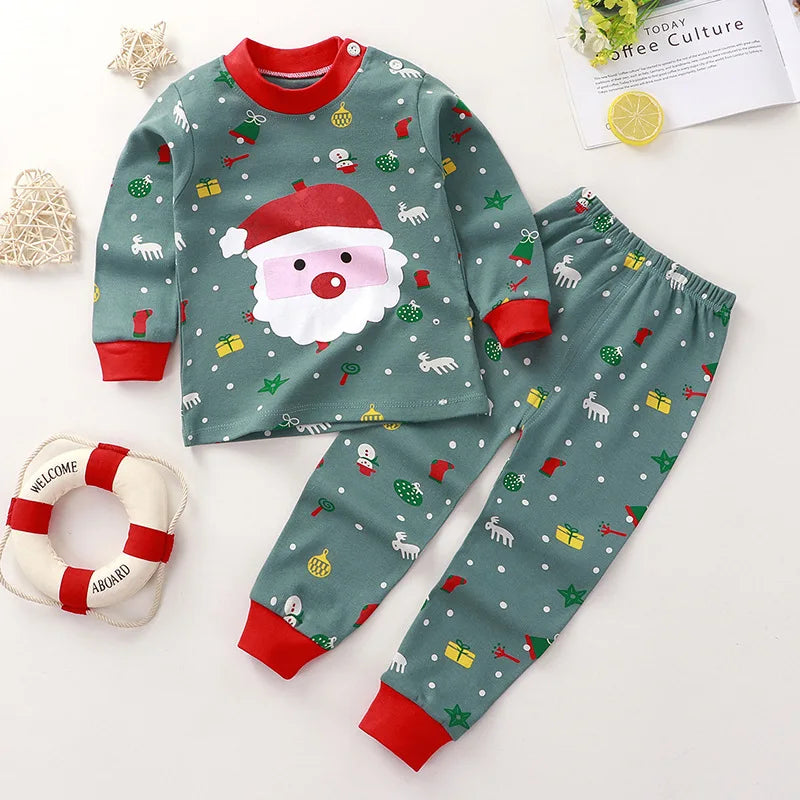 2025 New Baby Cotton Two-piece Set Home Clothes Children Class Suit Boys Girls Pajamas Set Kids Long T-shirt + Pants