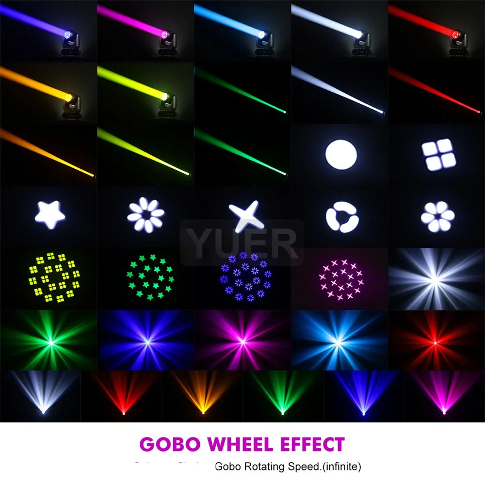 YUER Mini LED Moving Head 150W Beam Spot 18 Rotating Prisms Dmx Stage Effect Light Disco Dj Bar Wedding Club Music Party Indoor