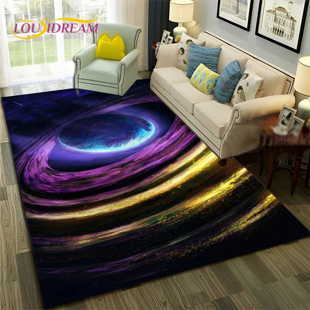 Galaxy Planet Star 3D Universe Space Carpet Rug for Home Living Room Bedroom Sofa Doormat Decor,Kid Area Rug Non-slip Floor Mat