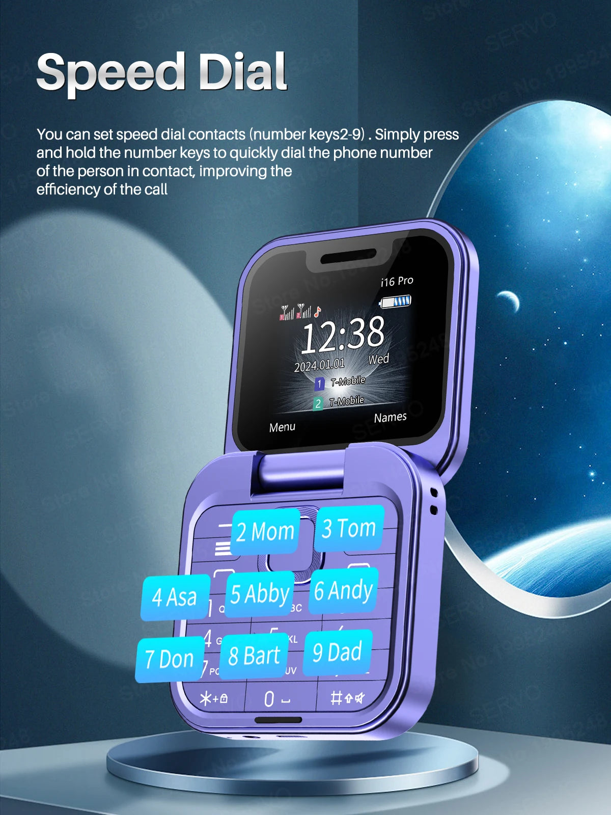 SERVO i16 PRO Flip Mini Mobile Phone Dual SIM Call Recording Speed Dial Magic Voice FM Radio 2G GSM Small Fold Button Telephones