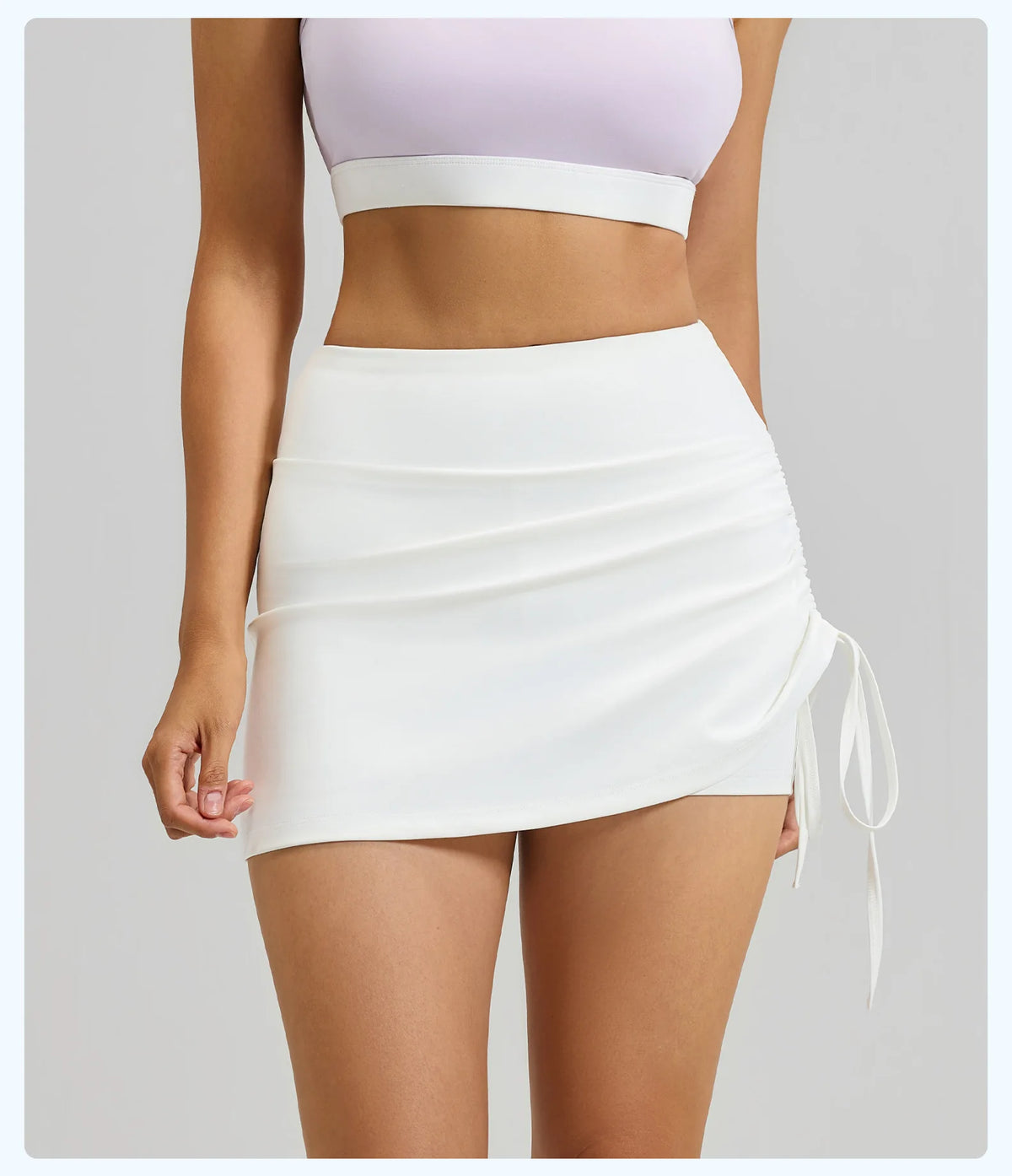 Fitfemme Women's Sports Skirt with Inner Shorts - Ruched Side and Drawstring - Perfect for Workout 2025 New