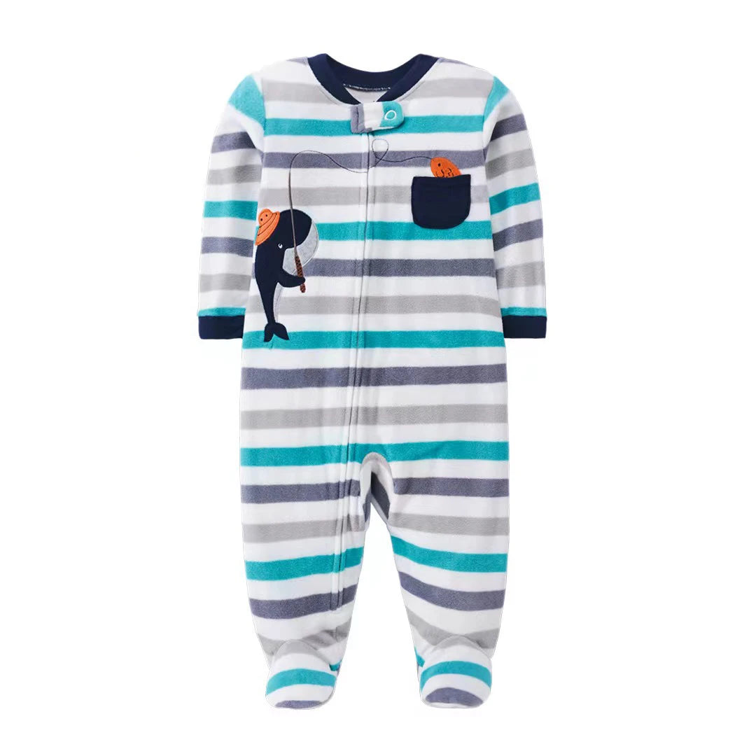 Winter Baby Boy Girl Rompers Clothes Zipper Fleece Autumn Warm Newborn Infants Pajamas Outfit Animal Jumpsuit Clothing 0 -12 M