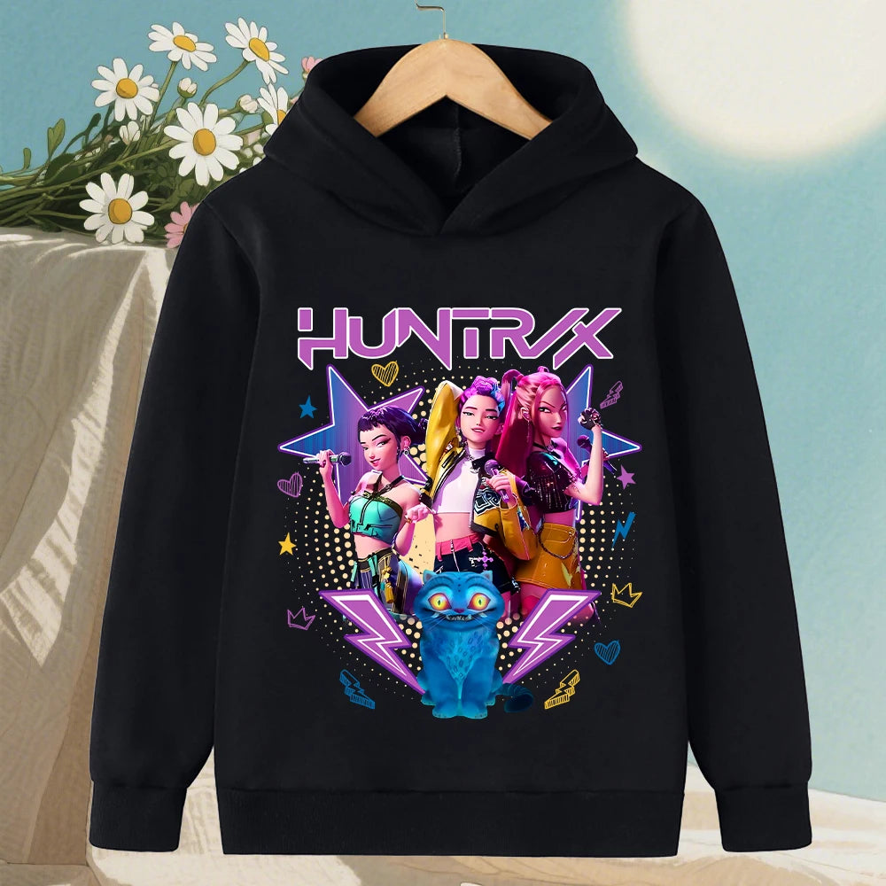 KPop Demon Hunter Boy Girl Hoodies Popular Anime Harajuku Y2K Sports Cute Fashion Children Autumn Winter Sweatshirt Clothing Top
