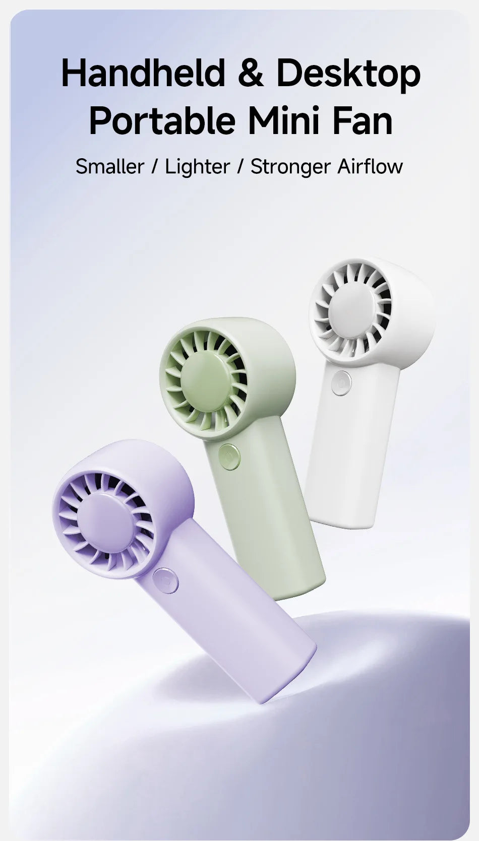 Mini Fans 3 Speed Adjustable Small Handheld Fan Type-C Rechargeable Build in 500mAh Battery for Office Camping Travel Outdoor