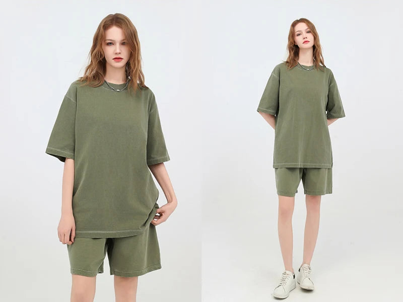 MiuKoMiYa Summer Loose T Shirts Women Basic Cotton Wahsed Short Sleeve Tees Oversized Casual Basic Female T Shirts Streetwear