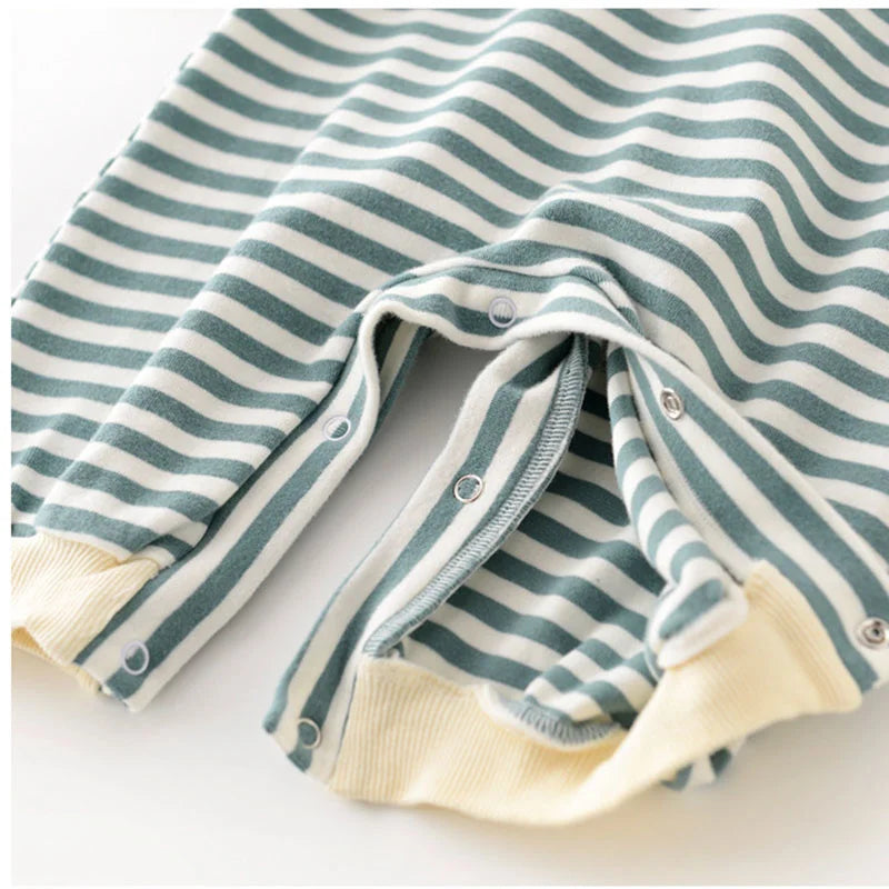 Baby Clothes Striped Cotton Newborn Boy Rompers Dinosaur Embroidery Toddler Jumpsuit