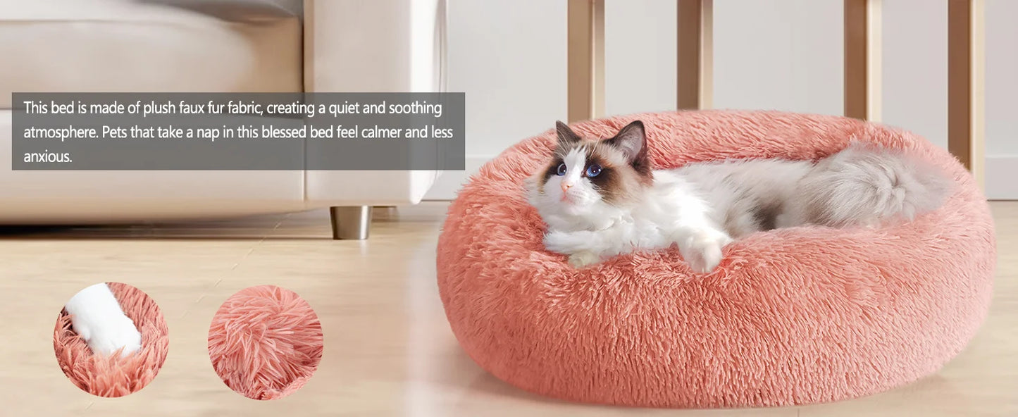 Super Soft Pet Bed Plush Large Size Suitable for Medium-Sized Dogs Machine Washable Round Dog Bed Comfortable Sleeping Nest