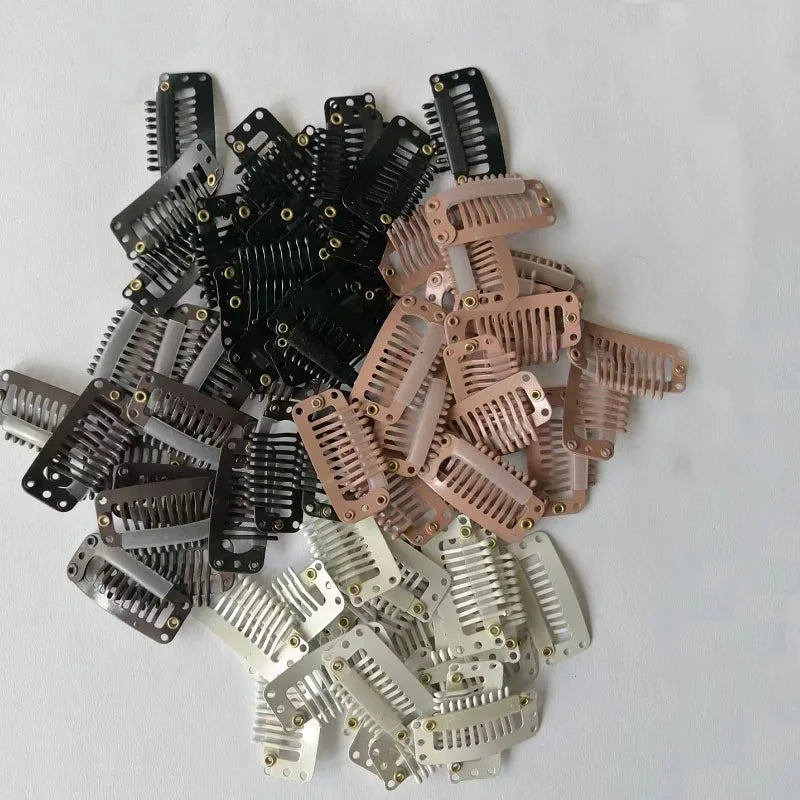 30pcs 2.3cm-3.6cm Hair Extension Clips Wig Clips For Human Hair Bangs Snap Hair Clips For Extensions Metal Comb For Closure