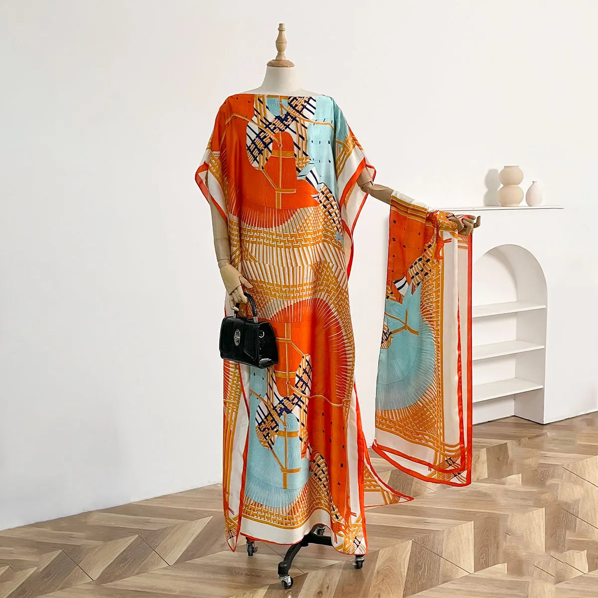 Summer Beach New Fashion African Dresses For Women Elegant Printed Muslim Lady Long Hijab Kaftan Dress Oversize Kuwait Abaya